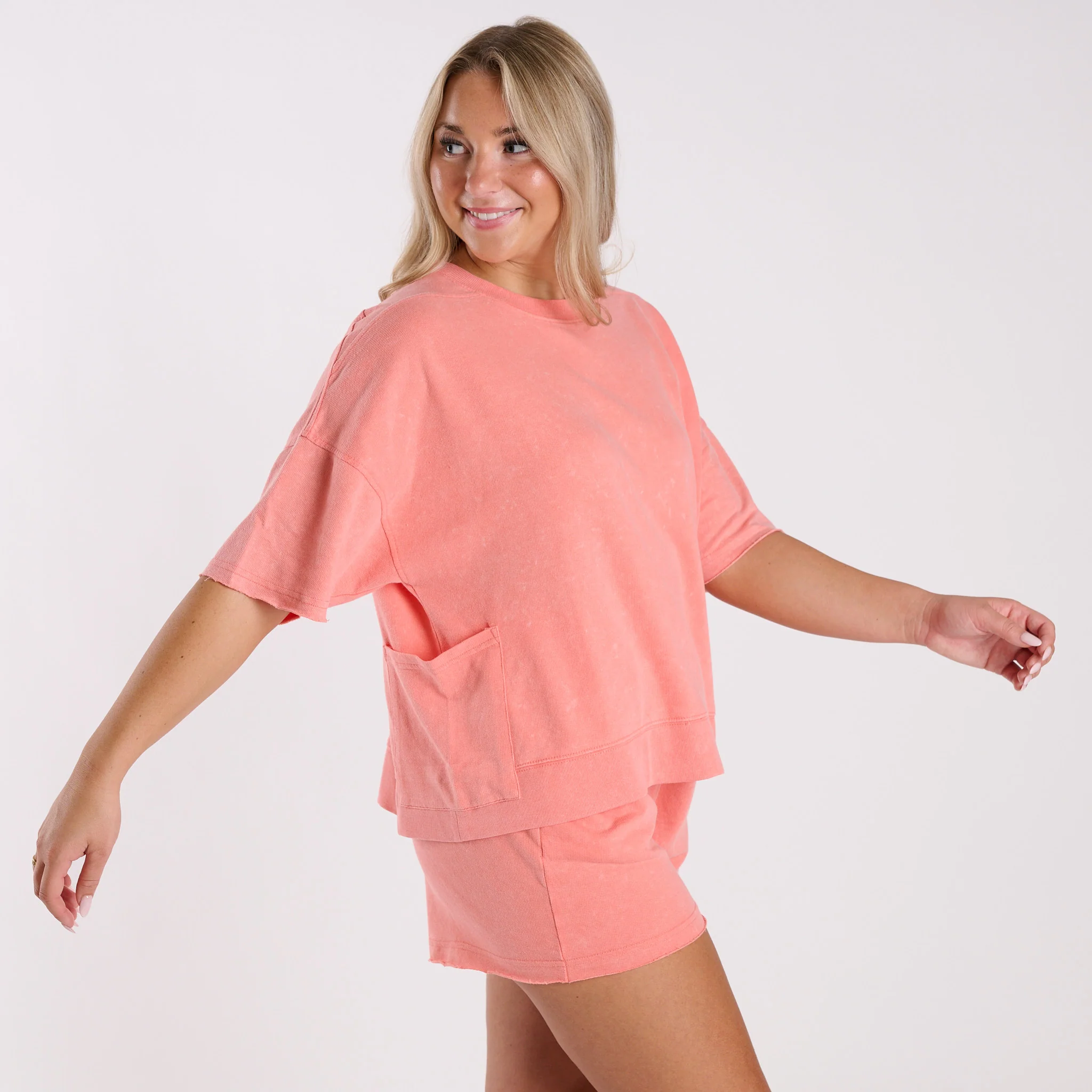 Short Sleeve Oversized Lounge Short Set - Image 24