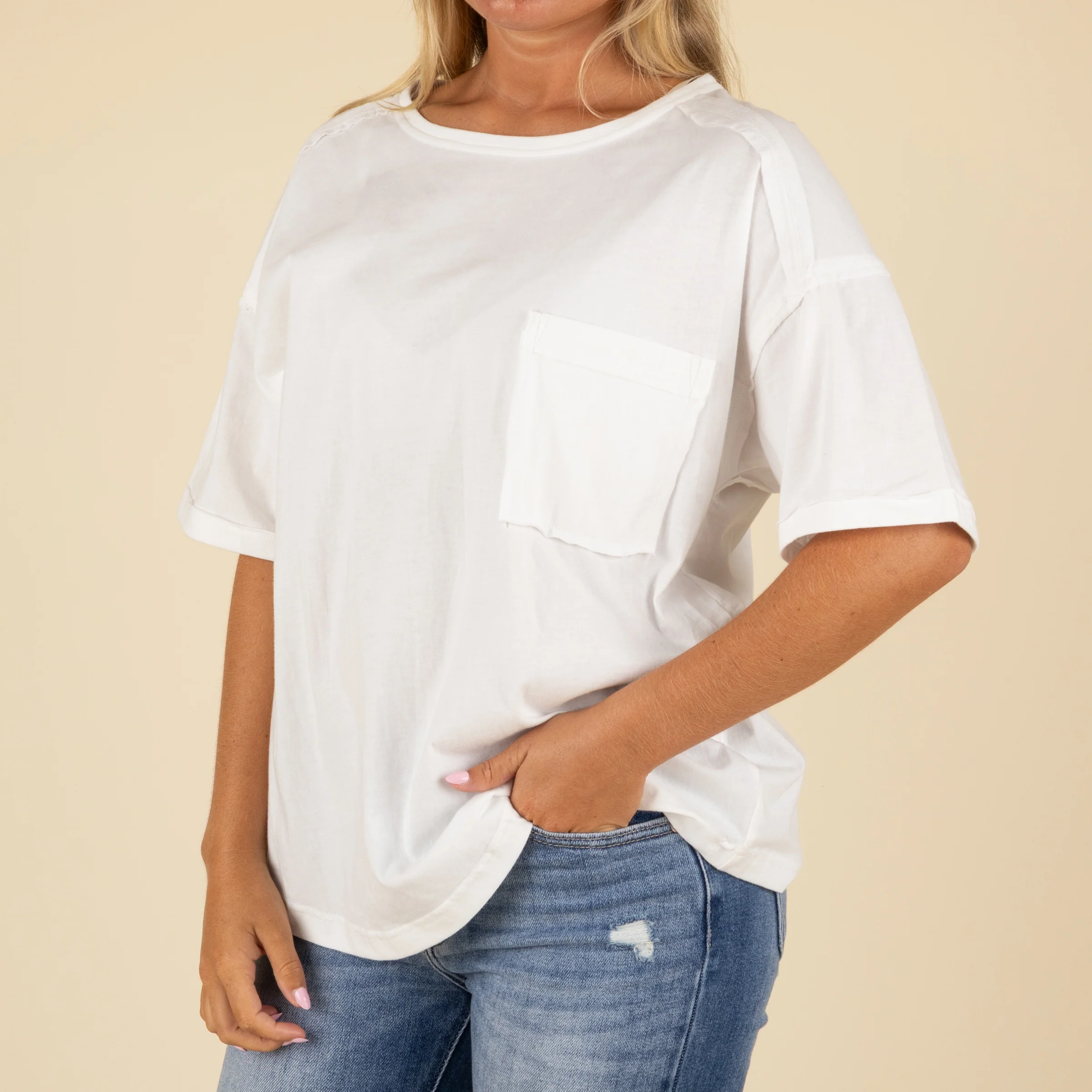 Short Sleeve Pocket Back Seam Top - Image 4