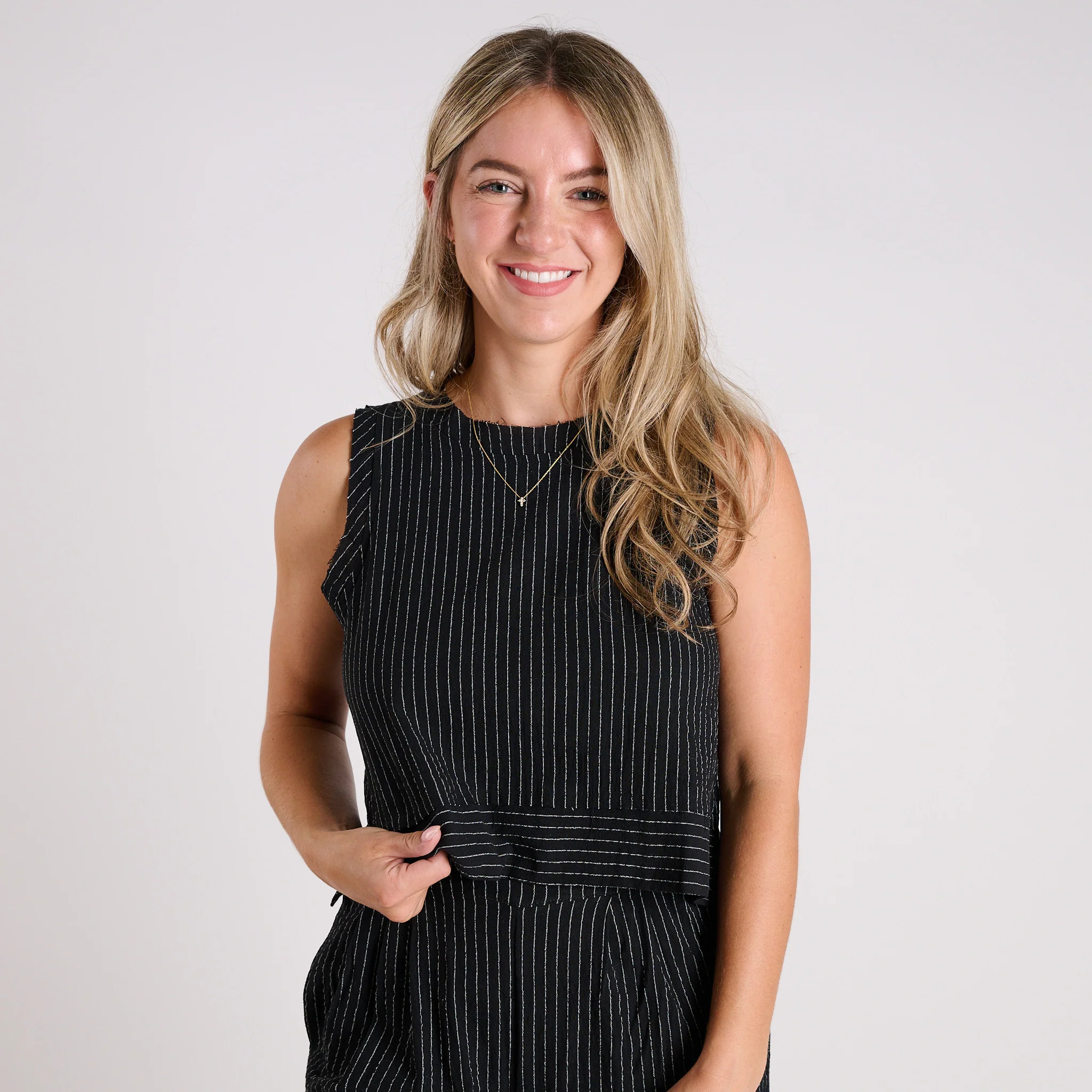 Sleeveless Striped Woven Set - Image 2