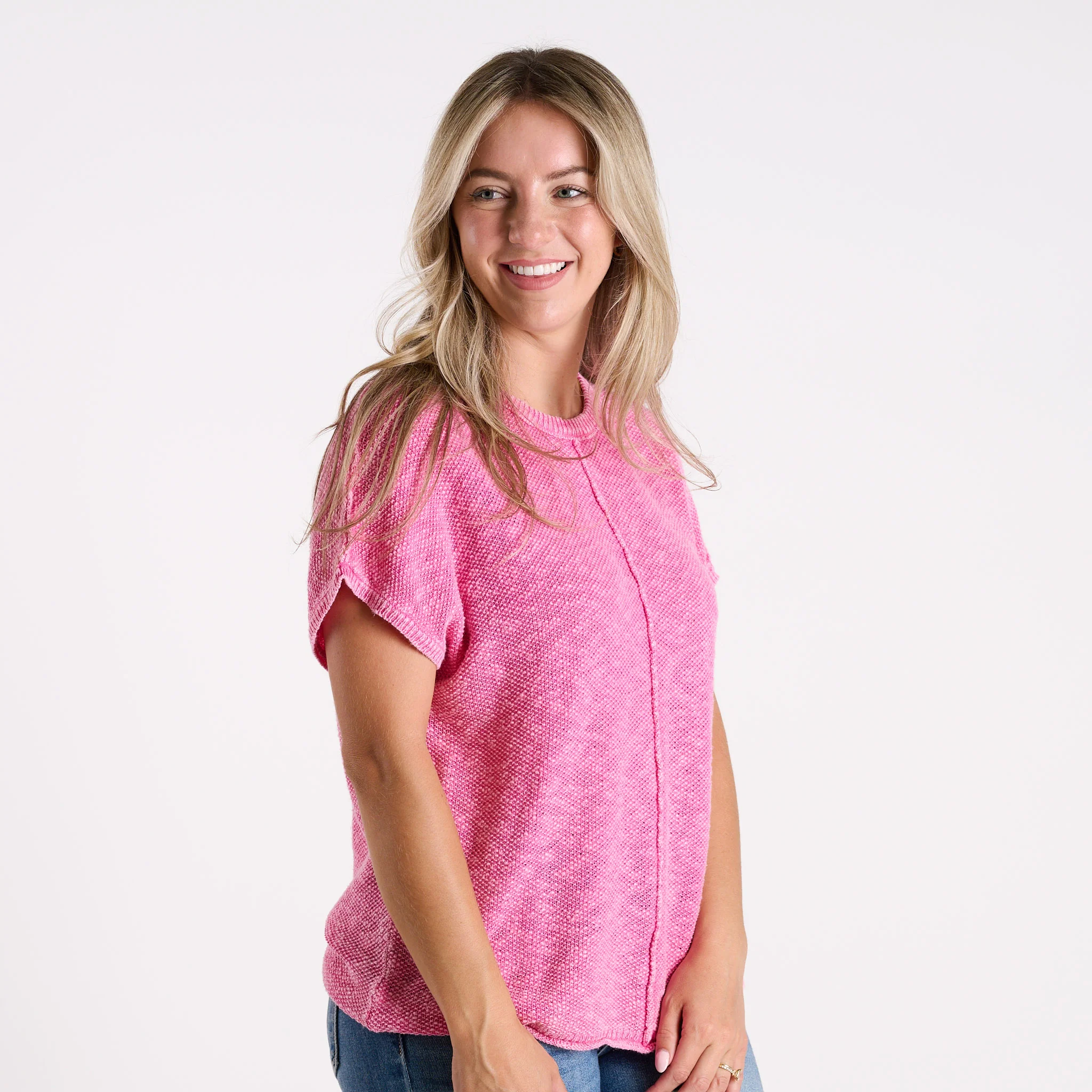 Short Sleeve Space Dye Sweater - Image 14