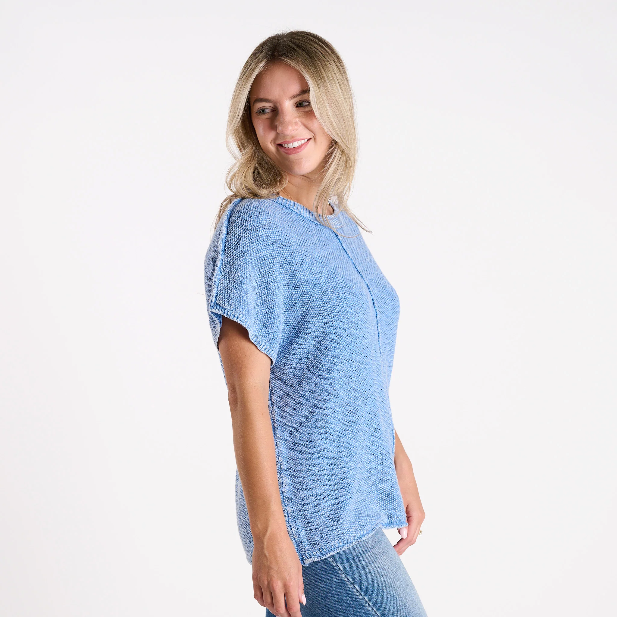 Short Sleeve Space Dye Sweater - Image 2