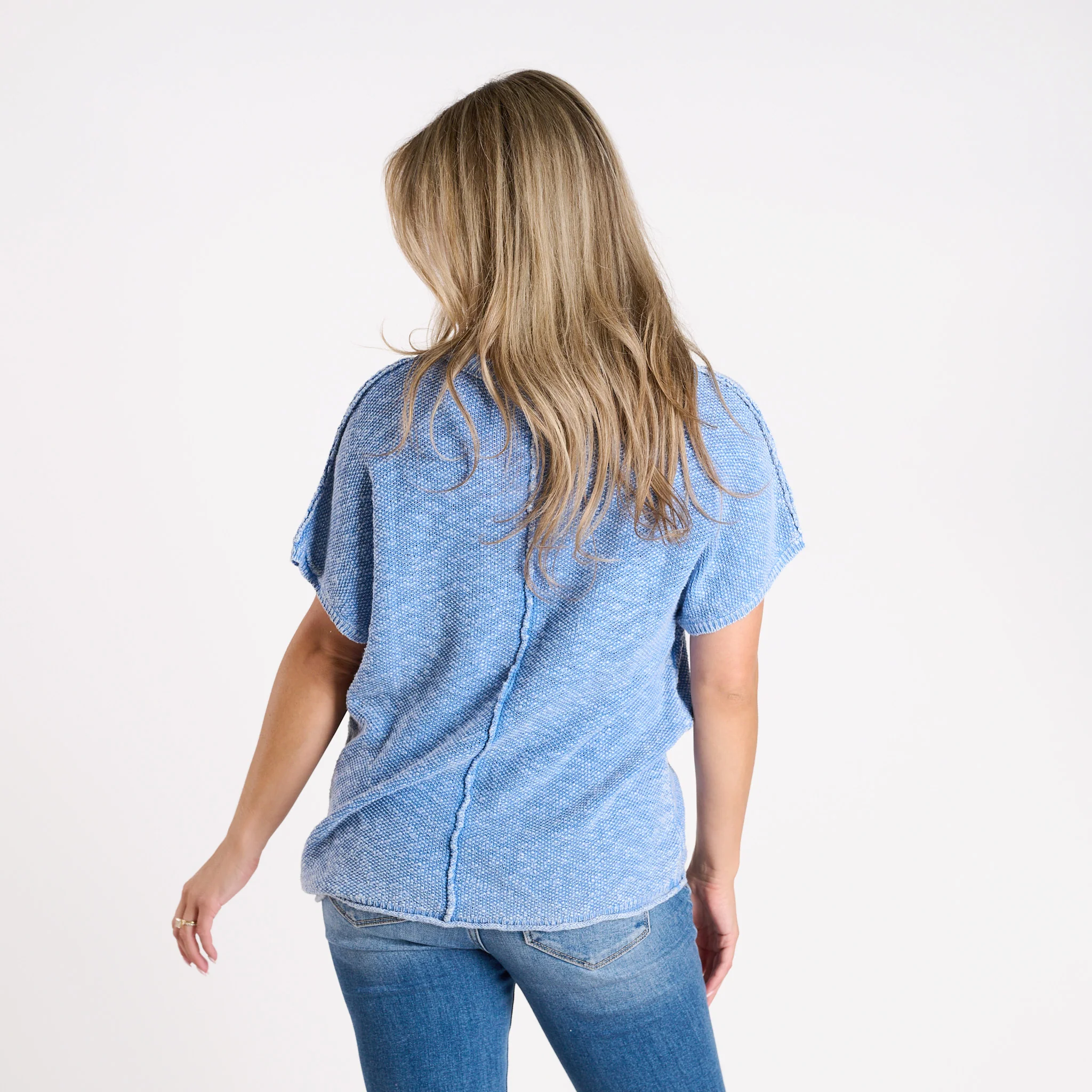Short Sleeve Space Dye Sweater - Image 3