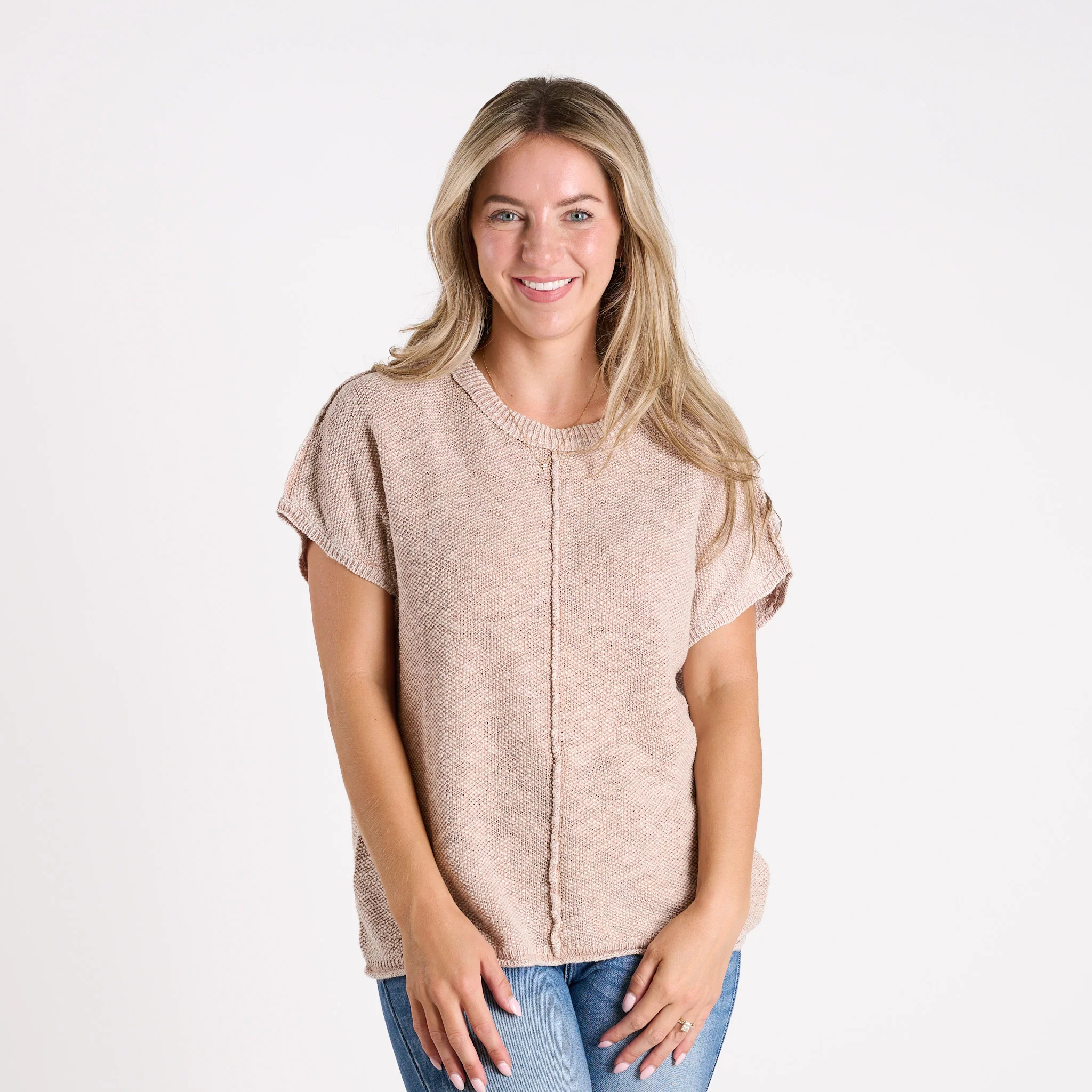 Short Sleeve Space Dye Sweater - Image 5
