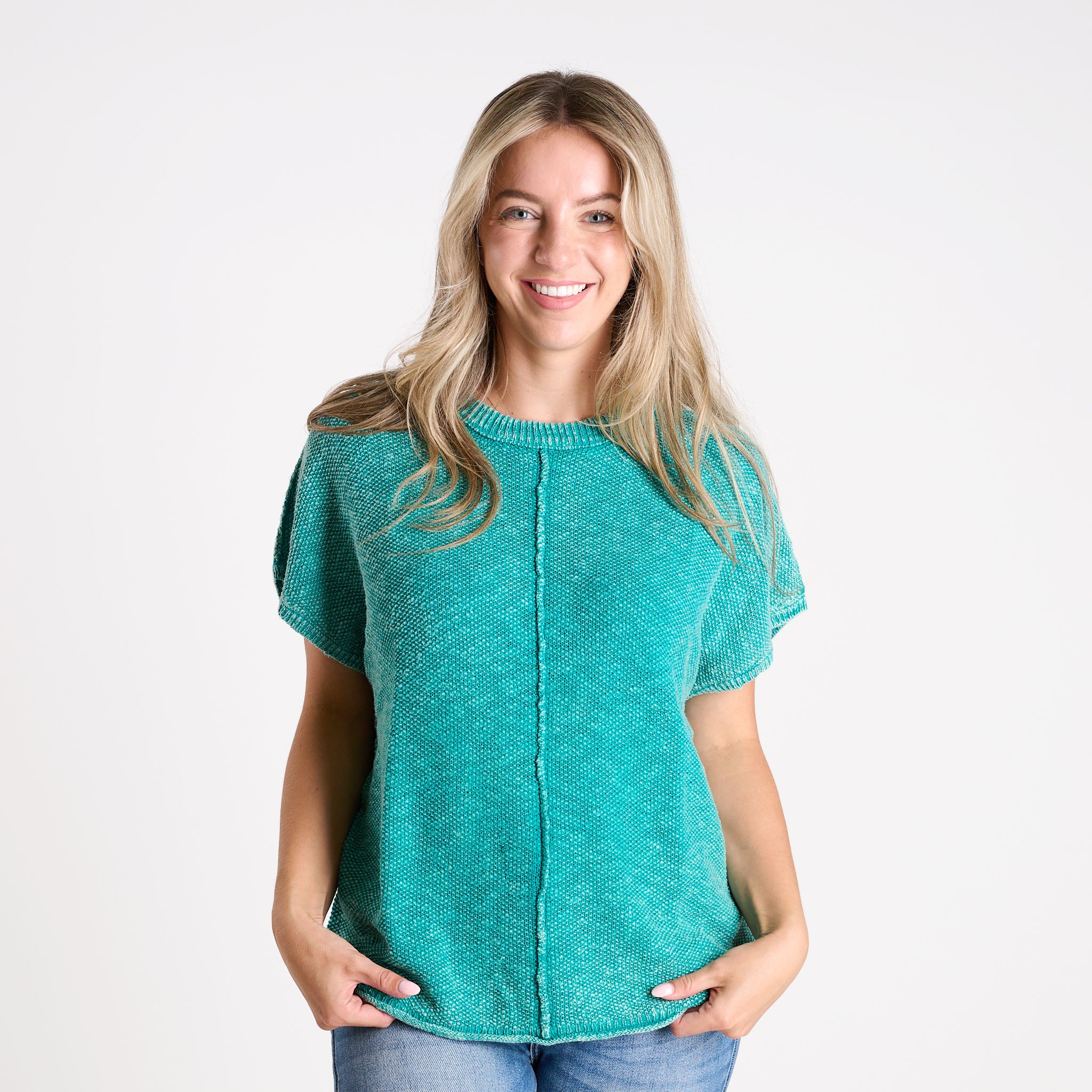 Short Sleeve Space Dye Sweater - Image 9