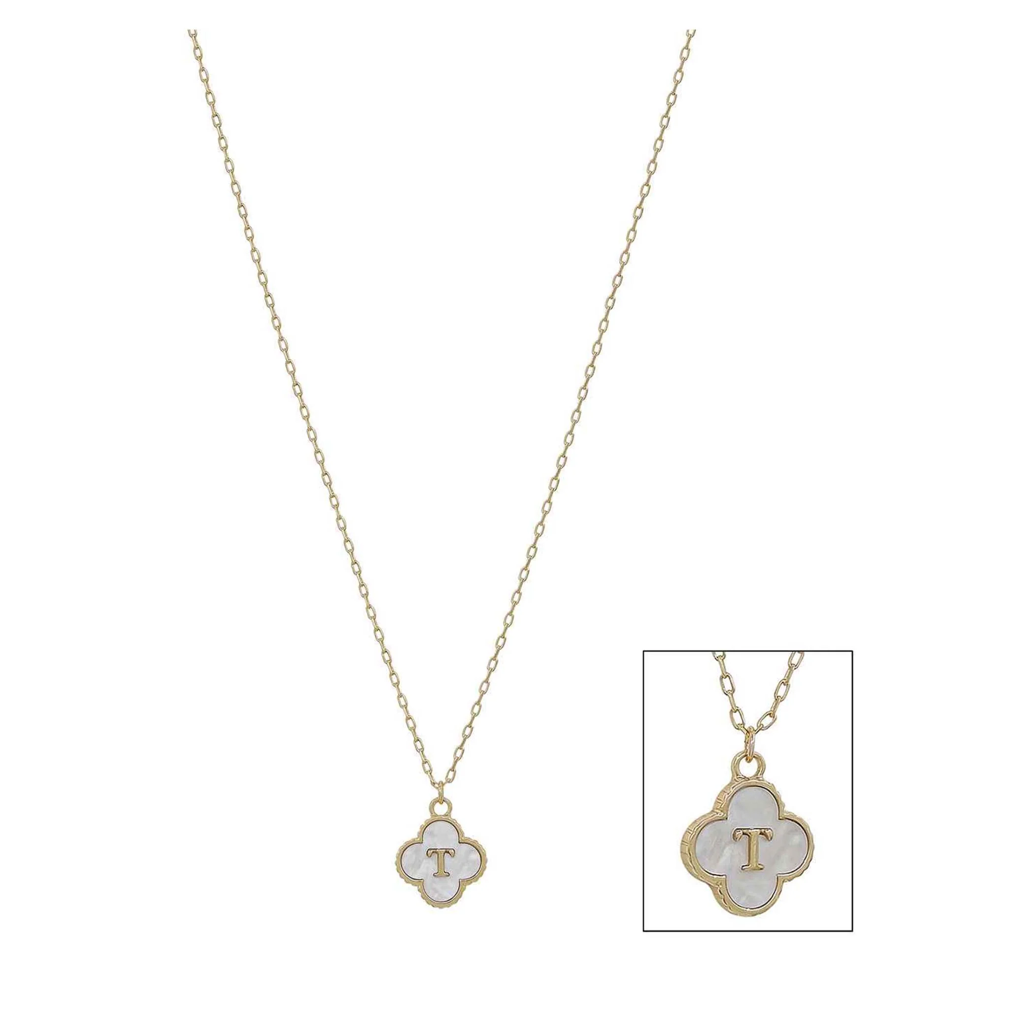 Mop Clover Initial Letter Necklace