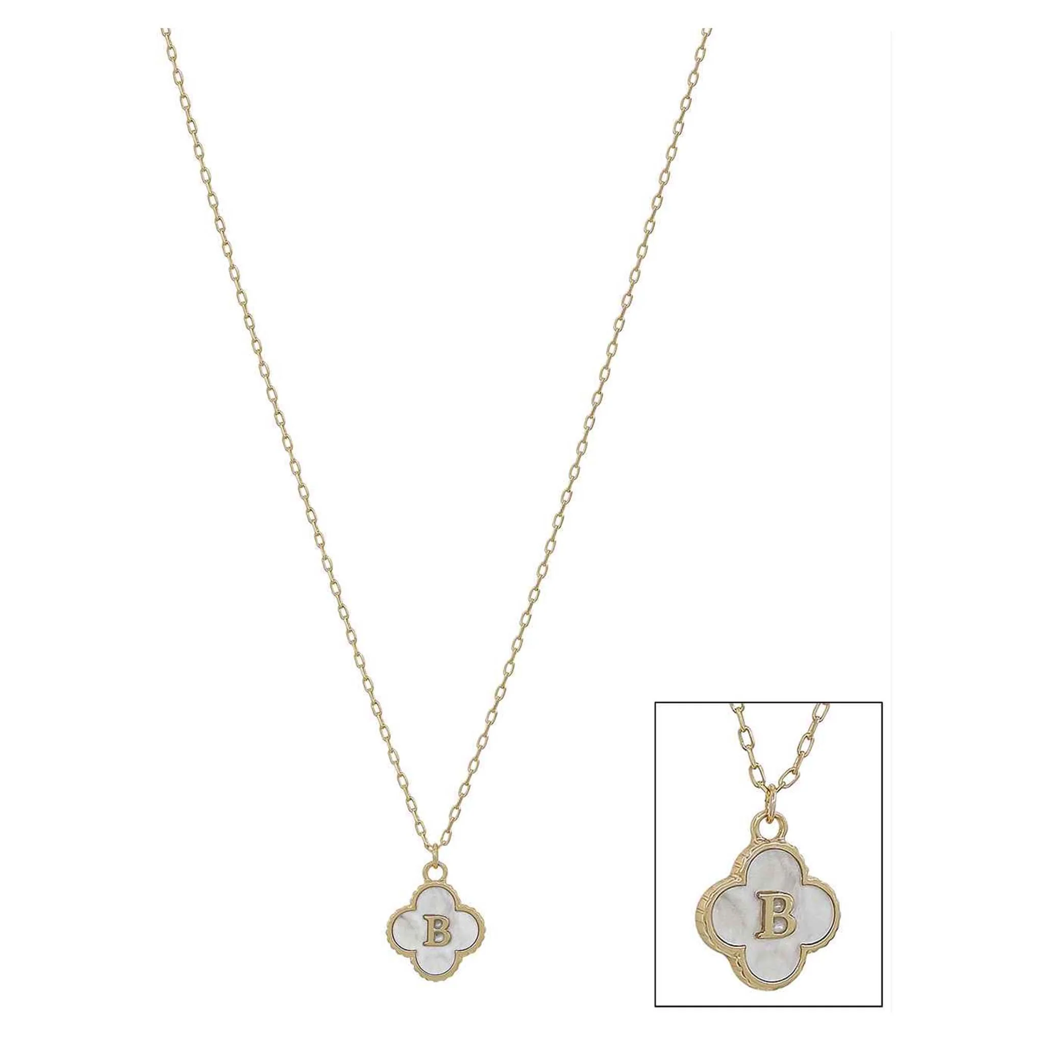 Mop Clover Initial Letter Necklace - Image 3