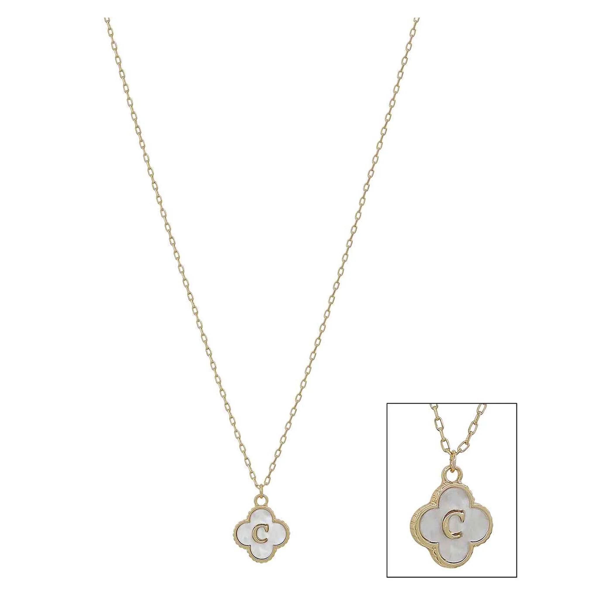 Mop Clover Initial Letter Necklace - Image 4