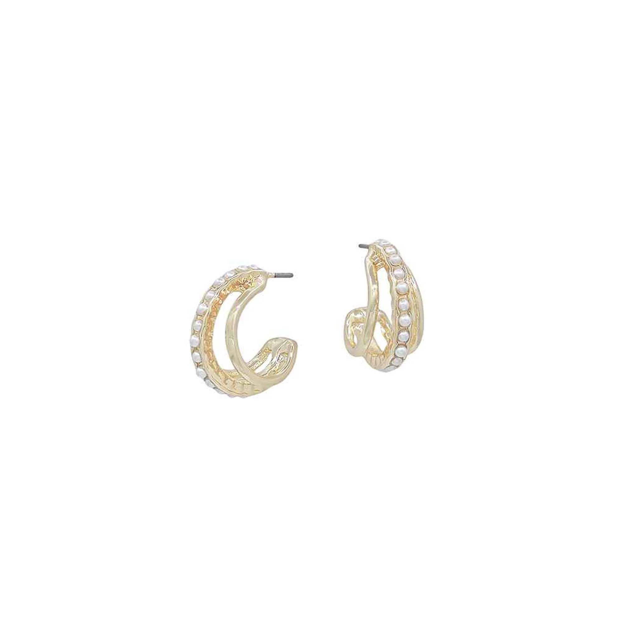 Pearl and Gold Layered Hoop Earrings
