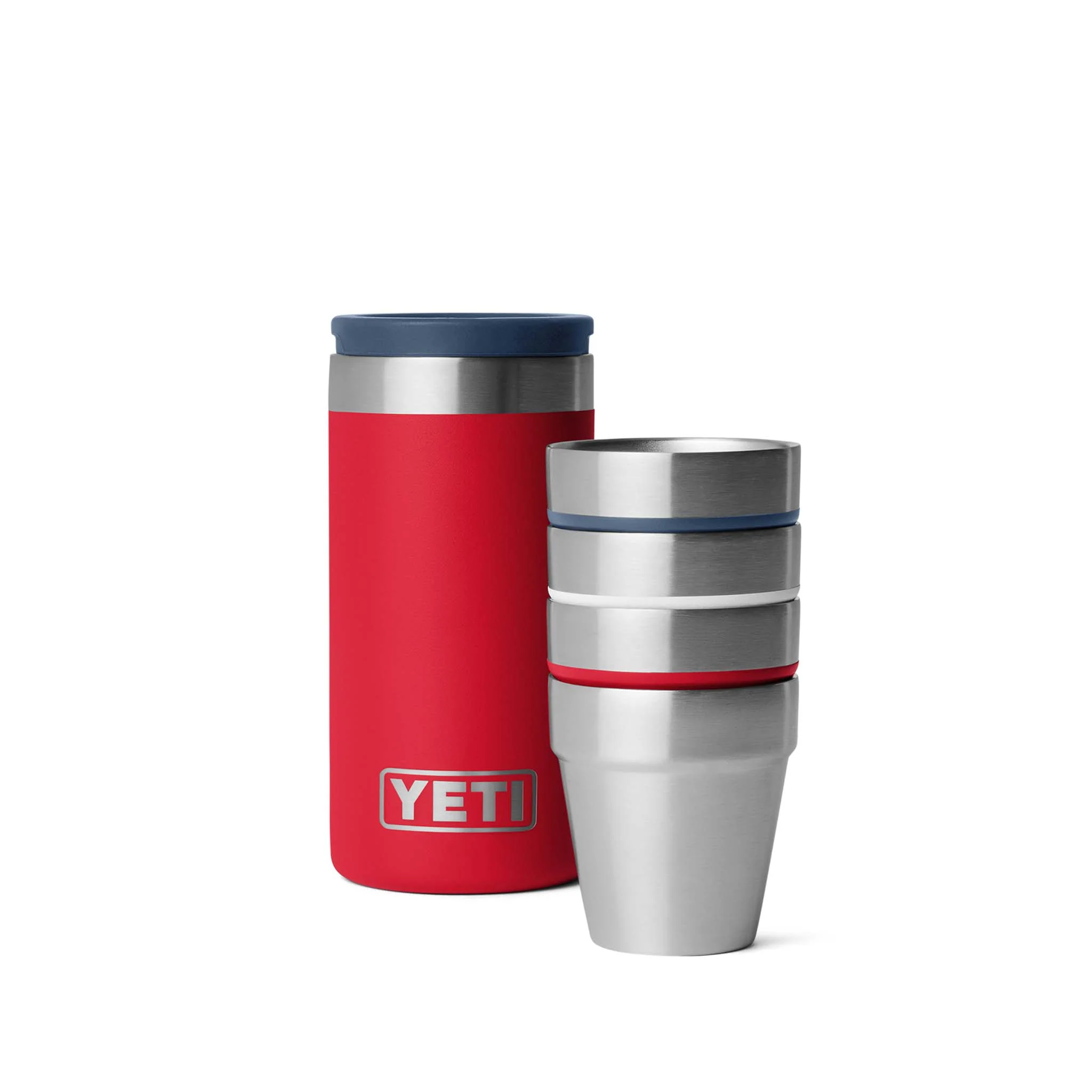 Red, White, and Navy 4 Piece Shot Glass Set with Case - Image 3