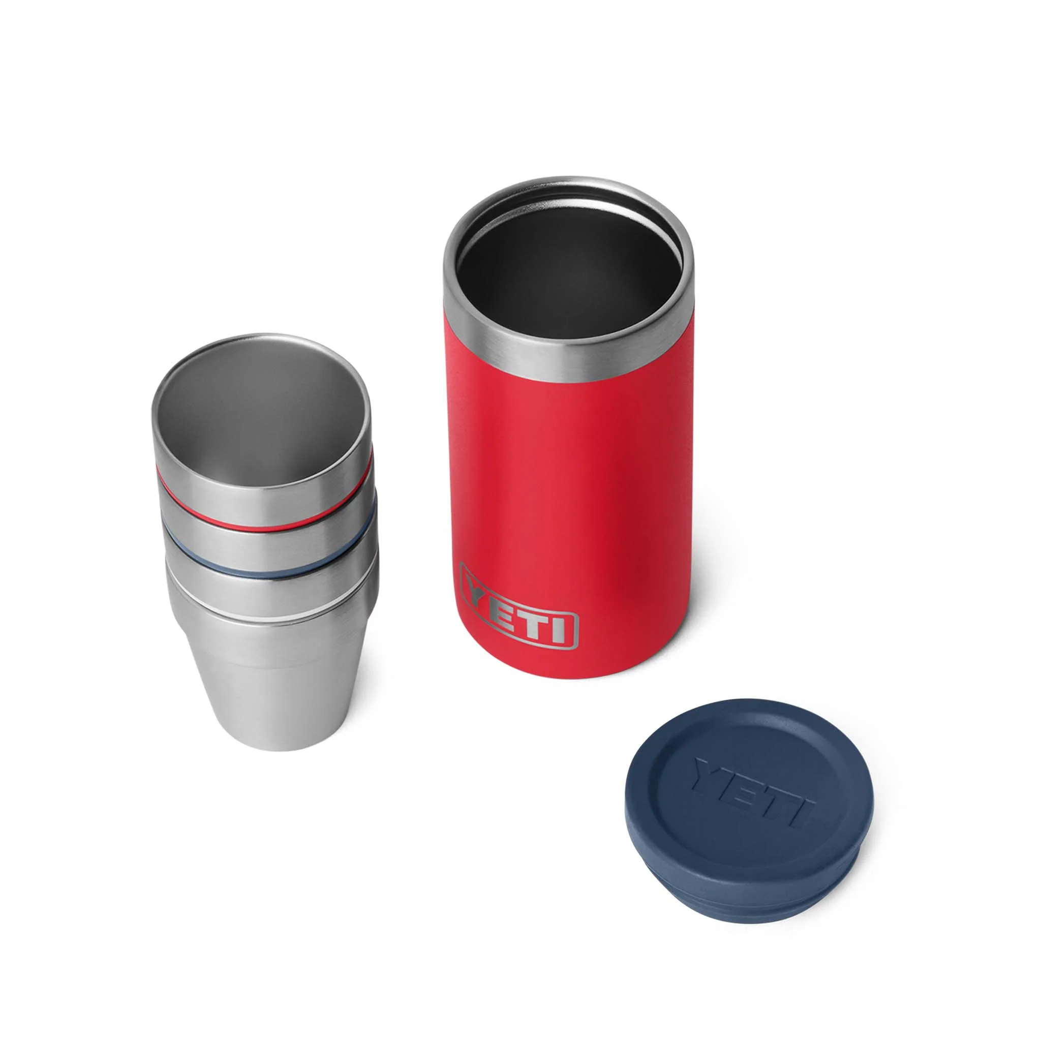 Red, White, and Navy 4 Piece Shot Glass Set with Case - Image 4
