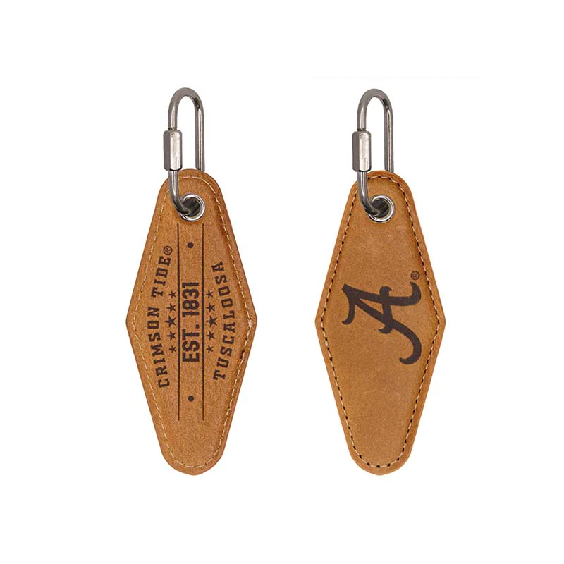 Alabama Tan Leather Diamond Keychain