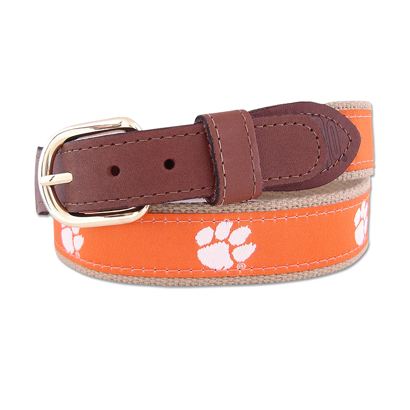 Clemson Ribbon Belt in Orange