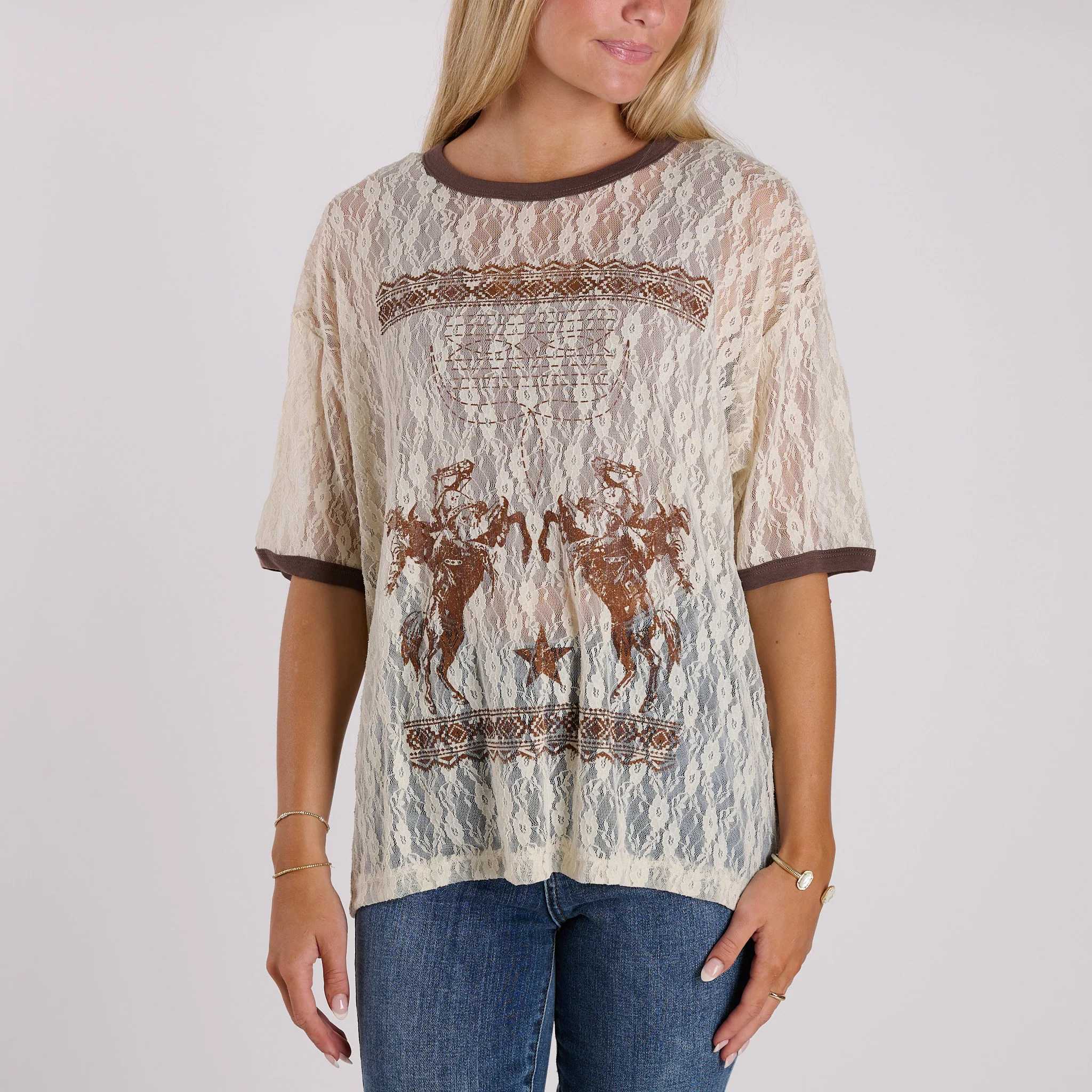 Lace Western Duo Short Sleeve T-Shirt